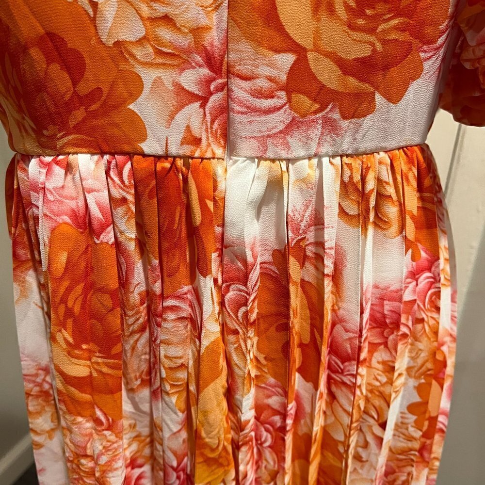 NWT Dalia Mac Phee Cold shoulder floral pleated skirt maxi dress, Size Small - Picture 10 of 14